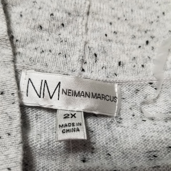 Neiman Marcus Draped Ribbed Cardigan 2x Grey - Picture 4 of 8